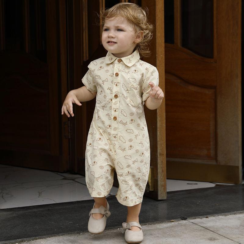 Custom Printed Pattern Infant Baby Soft Woven Cotton Rompers