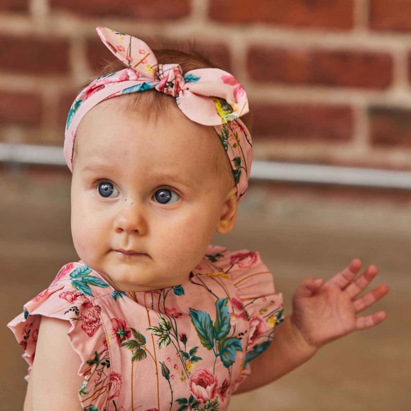 2023 Custom Logo Floral Design Printed Baby Girls Cotton Romper