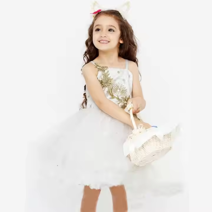 girls flower white dress