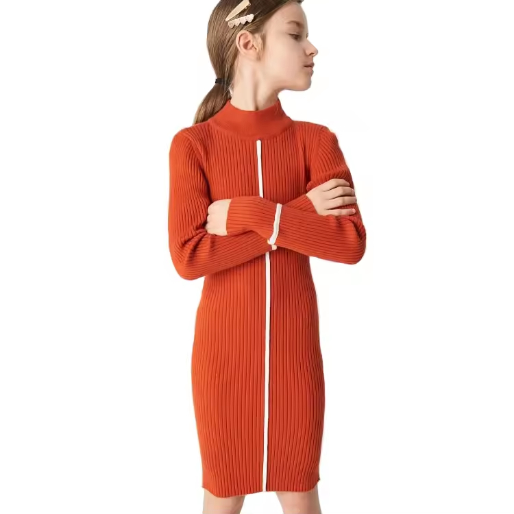 OEM Autumns Girls Dresses Latest Style Plaid Long Sleeved Kid Girls Dresses Cotton Kid Clothing Knee-Length Dress for Kids