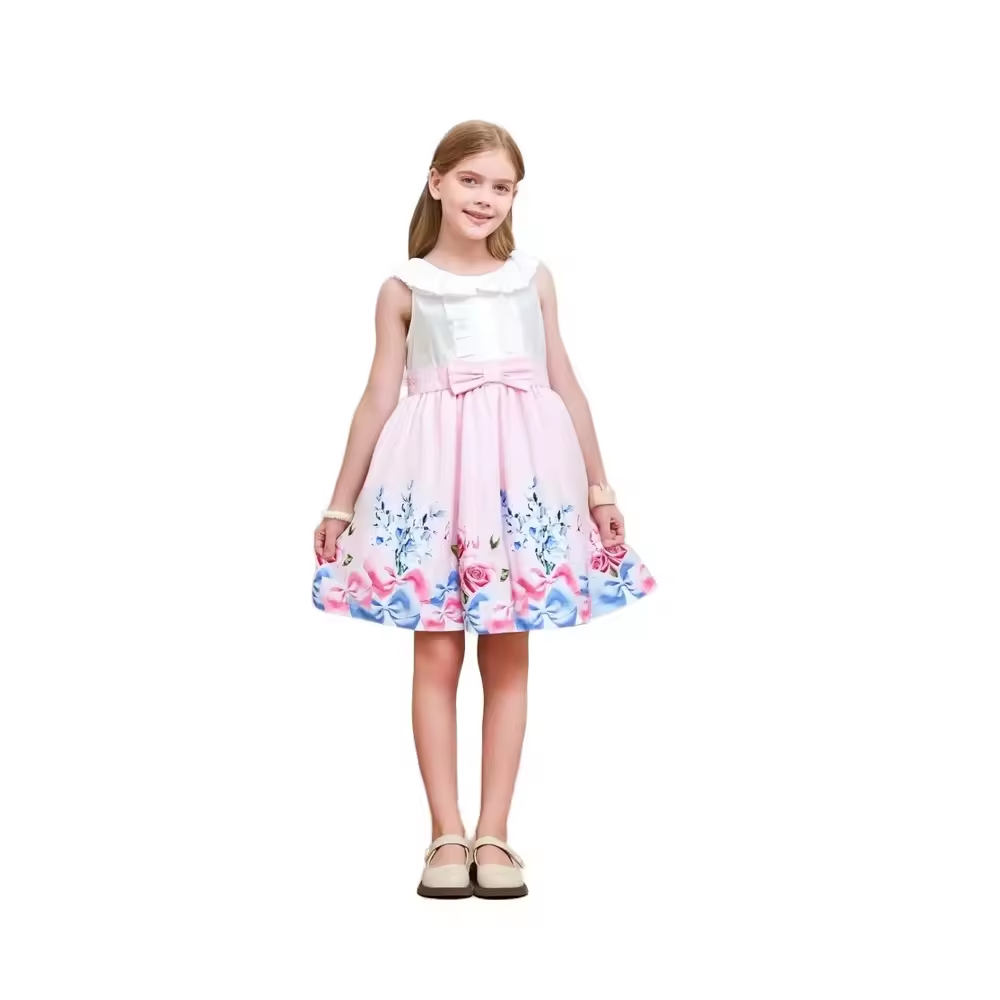 Summer Dress Kids Clothes Custom Good Quality Printing Flowers Factory Custom