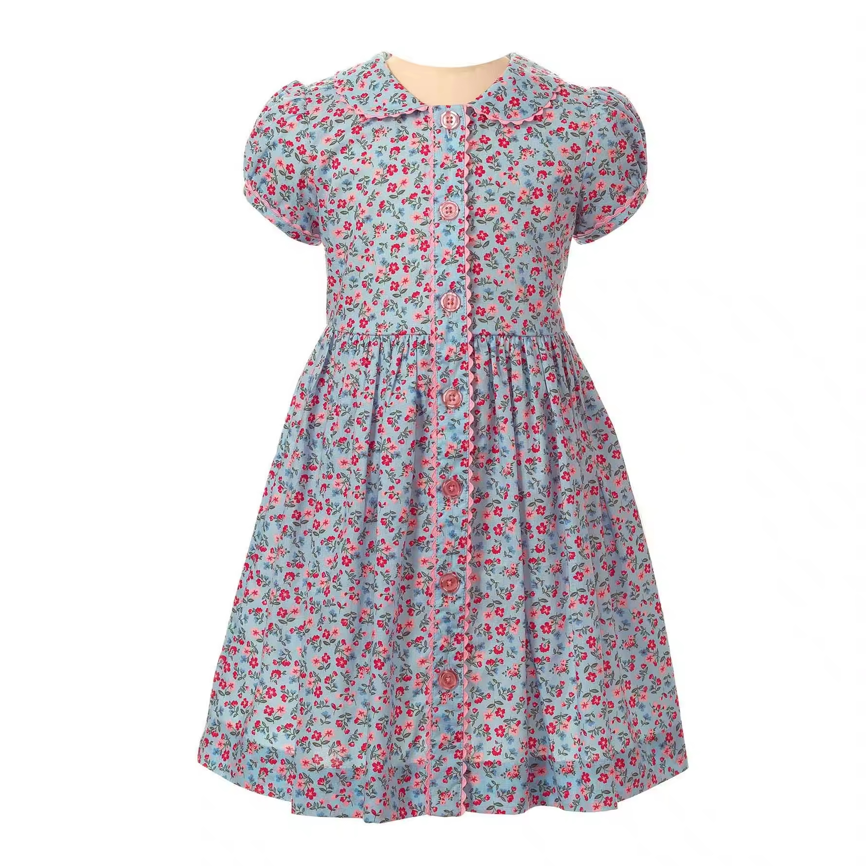 Guangzhou Designer Dresses Famous Brands Baby Girls Dresses 7 16 Children Summer Girls Dresses Kids With Front Button Down