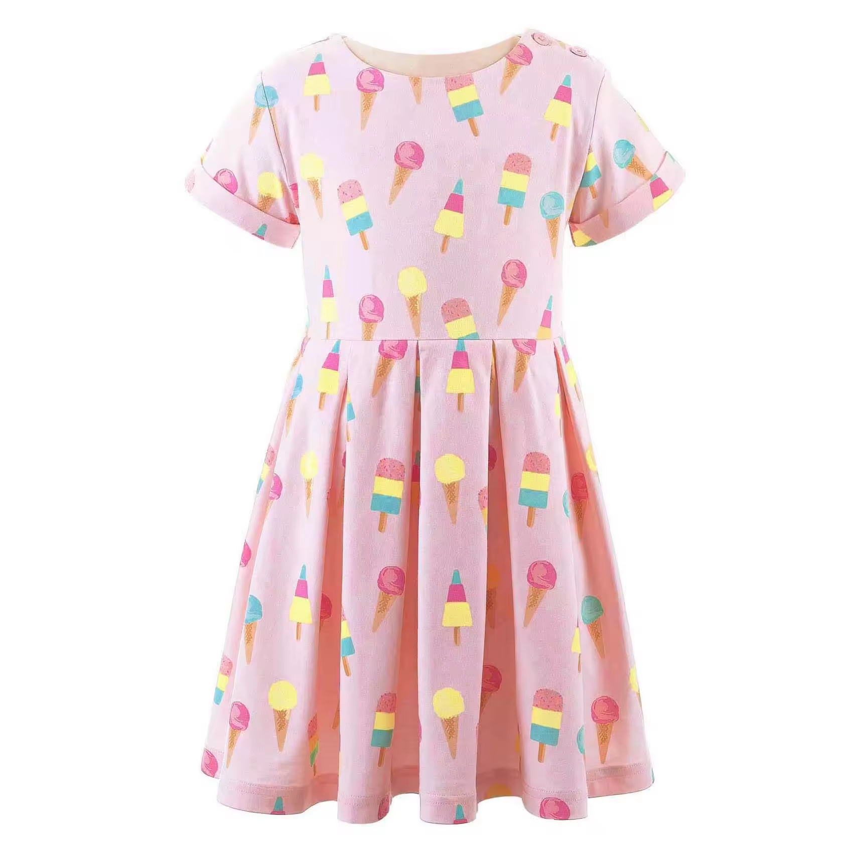 Canton Brand Boutique Children Wear Girls Dresses 6-14 Years Lovely Cute Ice Cream Printing Girls' Dresses(old)