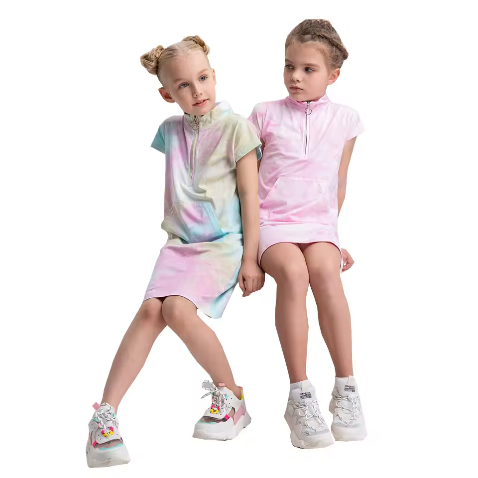 OEM and ODM Brand Fashion Cotton Summer Tie Dye Baby Children Clothes Girl Dresses Baby Girls Dresses Kids