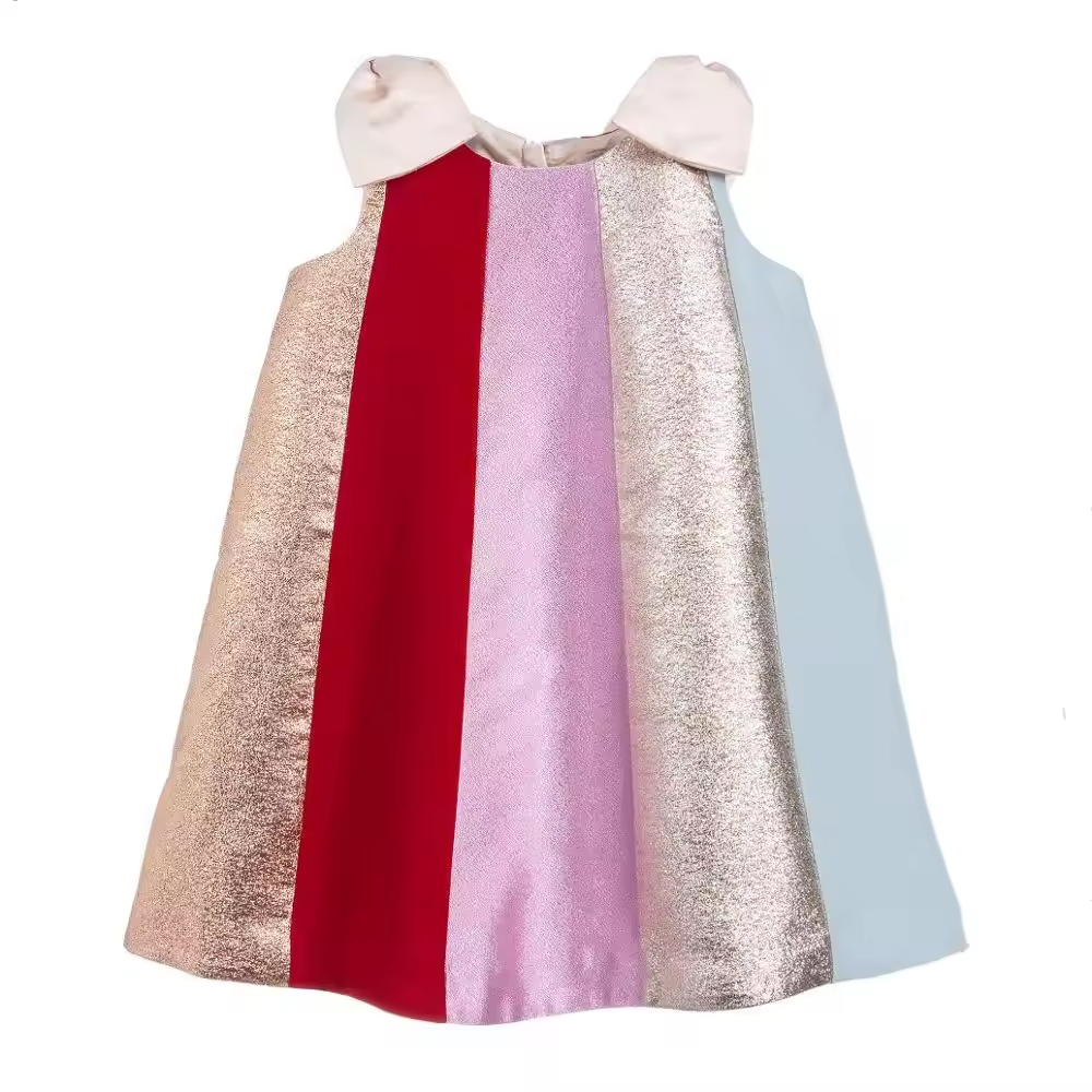 Kids Clothes for Birthday Party Sleeveless Stripes Colors Girls Princess Dress