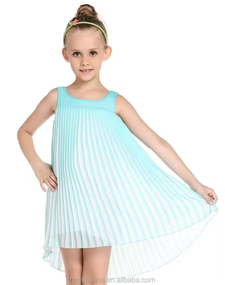 Wholesale Baby Girl Summer Sweet Chiffon Dress Latest Design New Style Baby Sleeveless Frock China